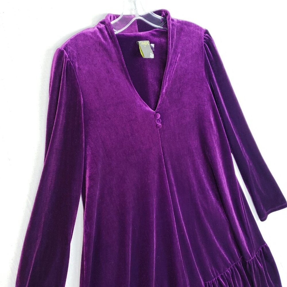 Taylor Velvet Trapeze Dress Purple Ruffled Whimsigoth Victorian Boho size 12 - Picture 13 of 14